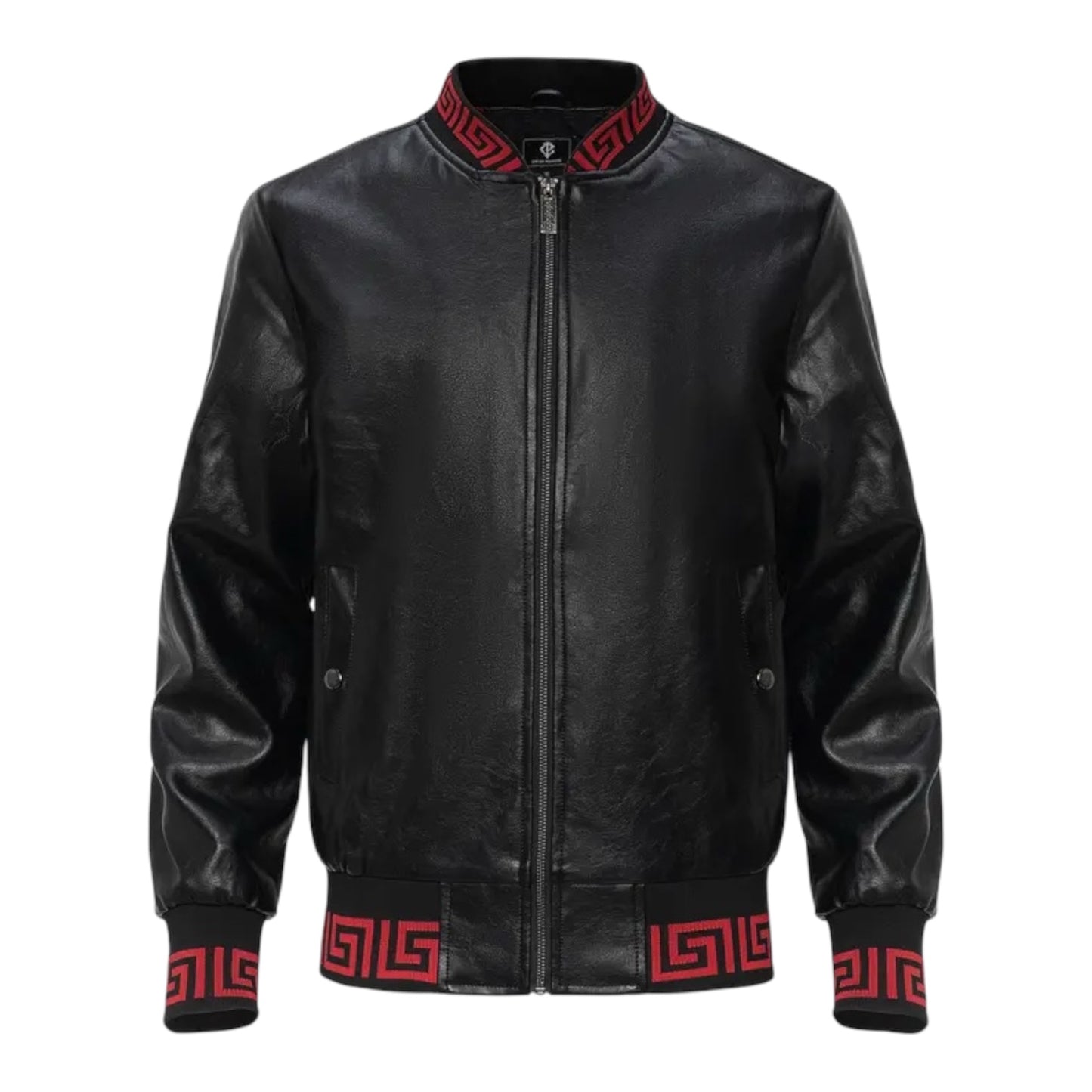 Greek Key Trim Bomber Jacket