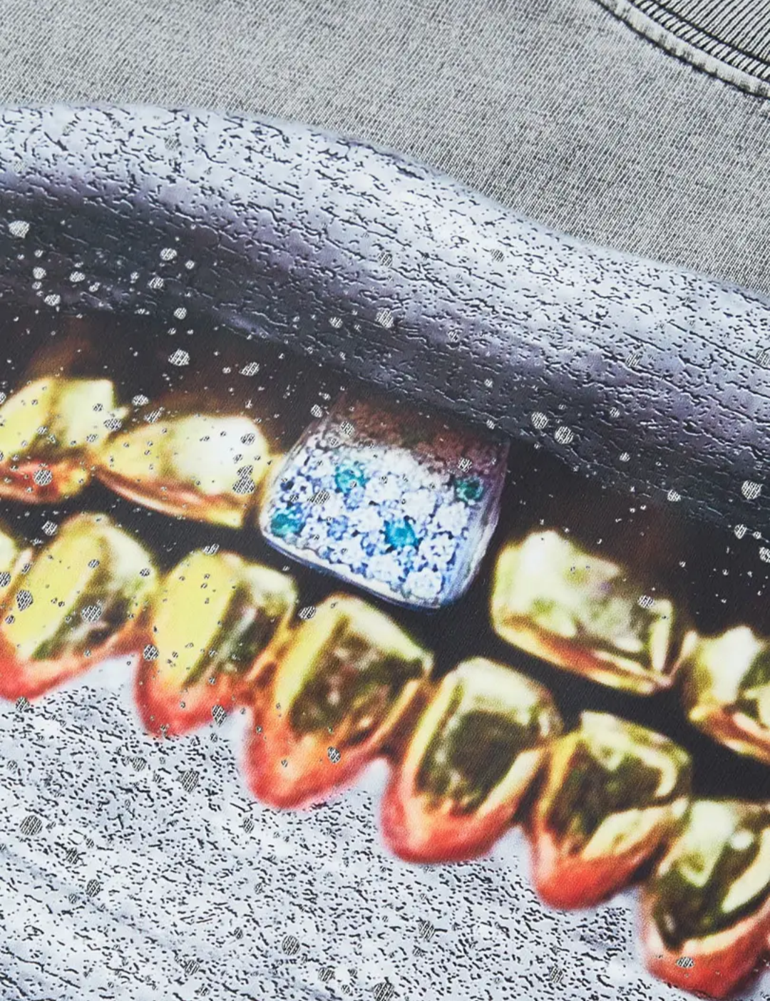 Gold Grillz Diamond Drill Print T-Shirt