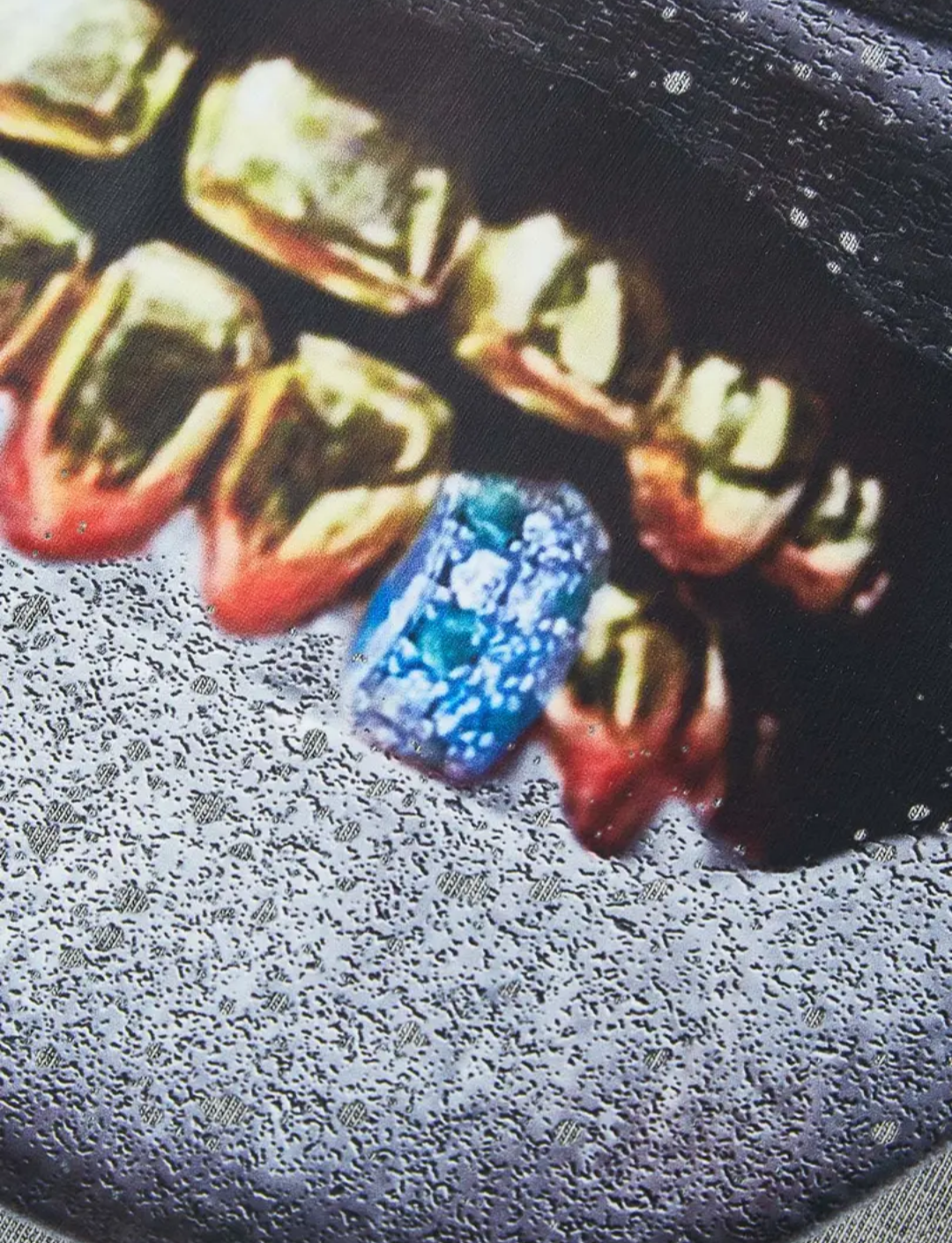 Gold Grillz Diamond Drill Print T-Shirt