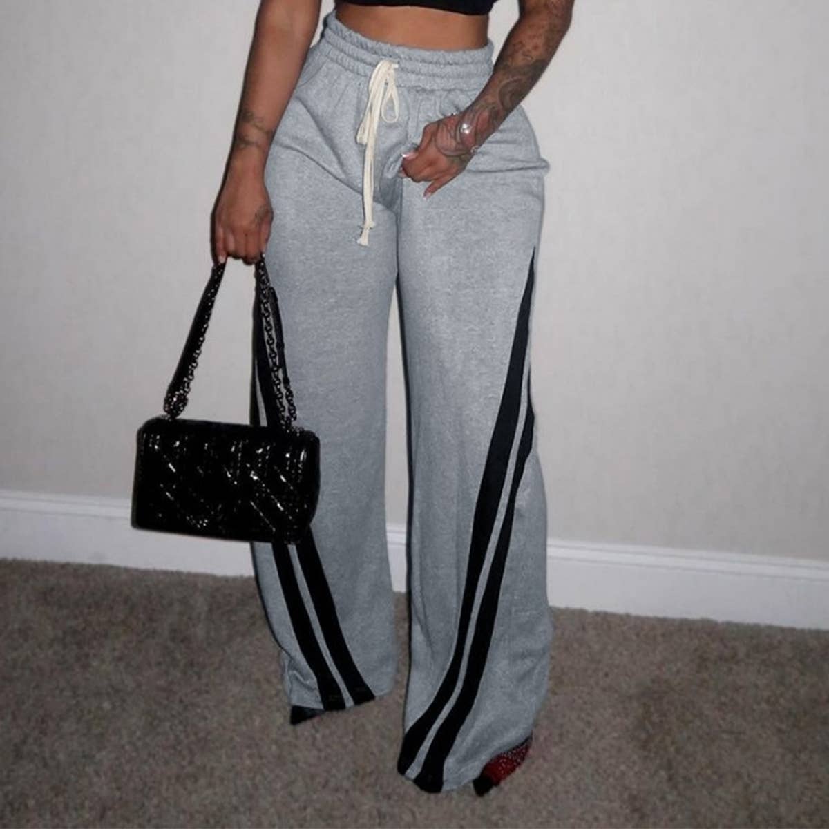 Oversized Diagonal Striped Sweatpants