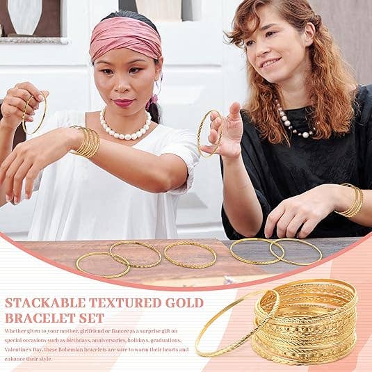 Gold Boho Bangle Bracelet