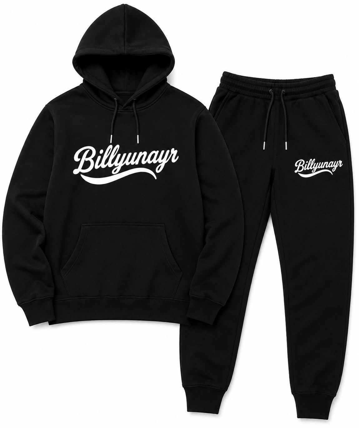 Black Billyunayr Jogger Set 
(Joggers and Hoodie) (White Logo)