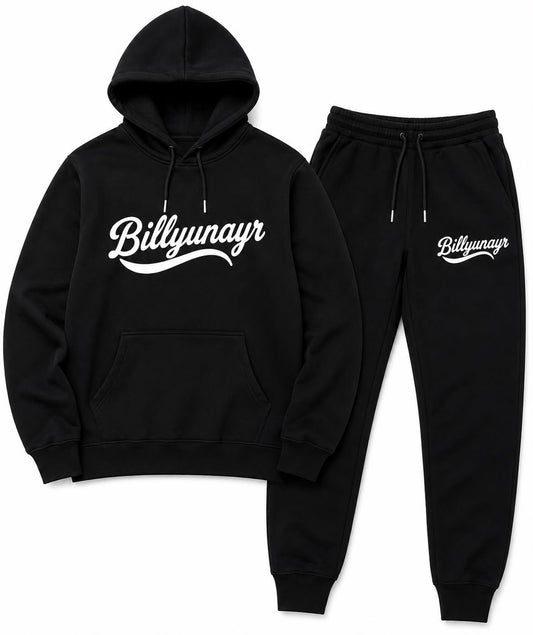 Black Billyunayr Jogger Set 
(Joggers and Hoodie) (White Logo)
