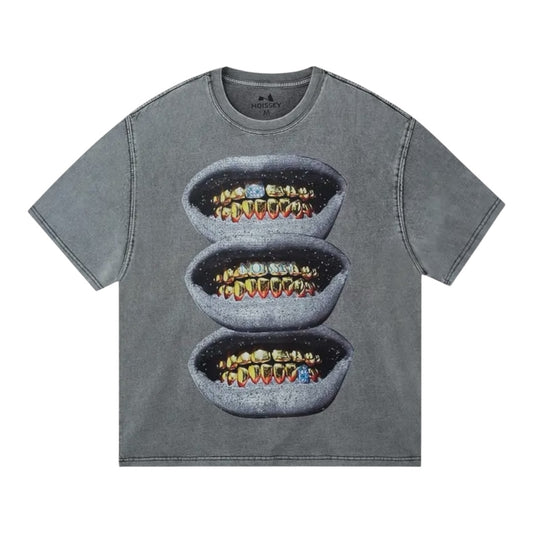 Gold Grillz Diamond Drill Print T-Shirt