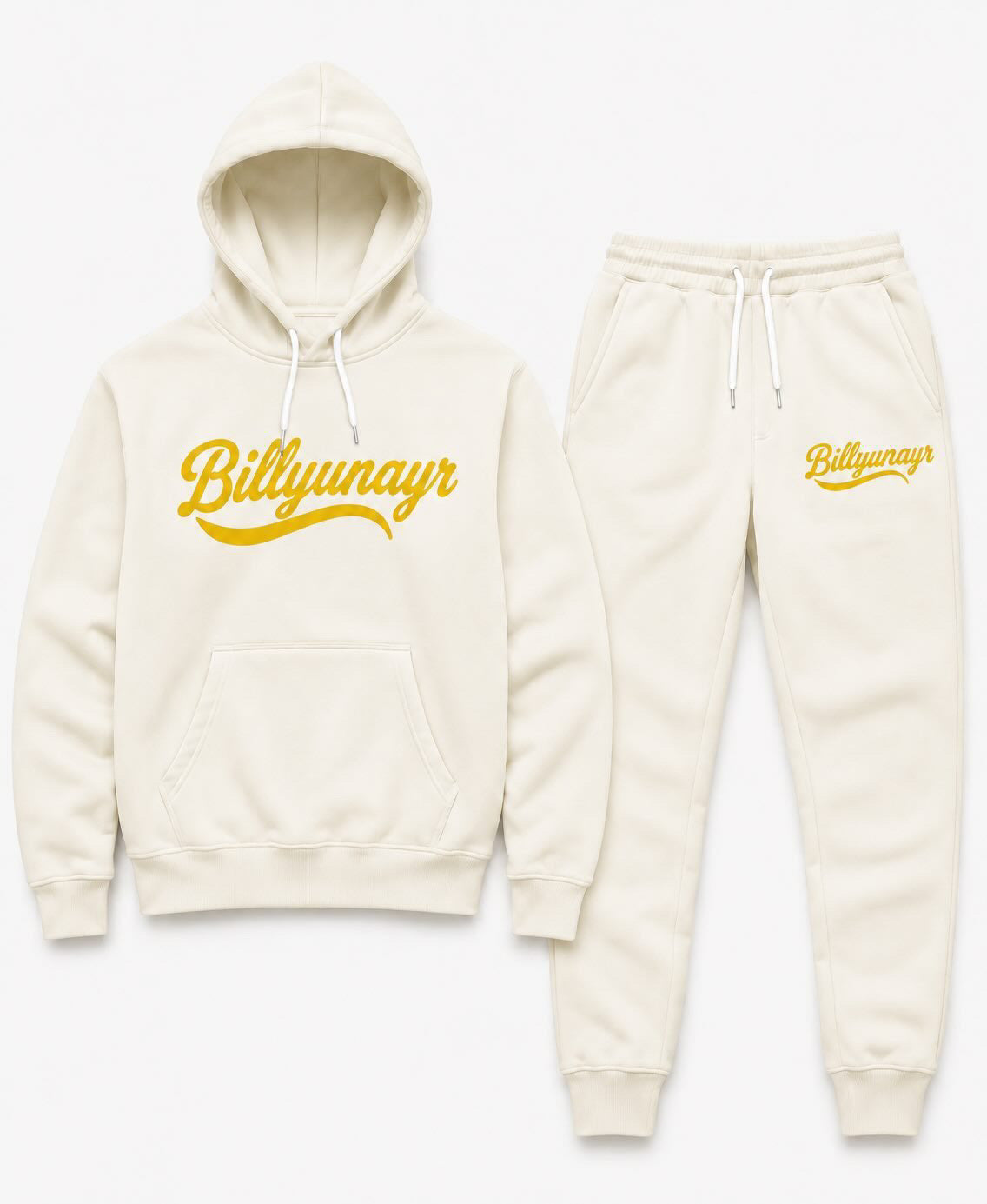 Off White Iconic Billyunayr Jogger Set (Joggers and Hoodie) (Gold Logo)