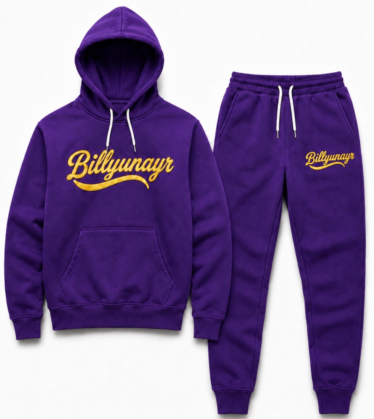 Purple Iconic Billyunayr Joggers 
(Joggers and Hoodie) (Gold Logo)