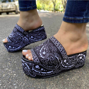 Billyunayr Paisley Print Women's "Bandana" Platform Sandals