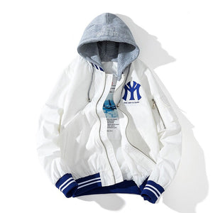 Billyunayr Men's Baseball Coat w/ Hoodie