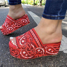 Load image into Gallery viewer, Billyunayr Paisley Print Women&#39;s &quot;Bandana&quot; Platform Sandals
