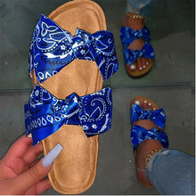 Load image into Gallery viewer, Bandana Slides for Women 2020 Slippers Cow Bow Slides Tie Dye Sandals Rainbow Summer Graffiti Flast Footwear Wholesale Dropship
