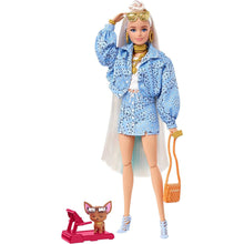 Load image into Gallery viewer, &quot;Barbie&quot; Doll #16 in Blue Paisley-Print Skirt &amp; Jacket with Pet Extra-Long Hair &amp; Accessories Flexible Joints Doll Toy HHN08
