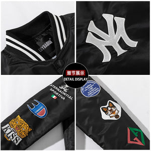 Autumn &amp; Winter Bomber Jacket Men Embroidery Streetwear Slim Fit Baseball Collar Jackets Coats Casual Outwear Windbreaker Korean