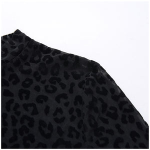 Mesh Leopard Print Bodycon Bodysuit