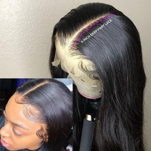 Brazilian 13x6 Glueless Lace Front Human Hair Wigs Pre Plucked 28, 30 Inch 360 Frontal Wig Full Lace