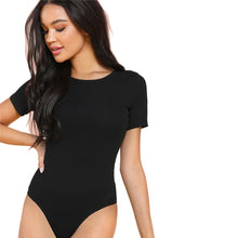Load image into Gallery viewer, Minimalist Solid Form Fitting O-Neck Short Sleeve Bodysuit
