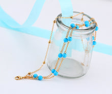 Load image into Gallery viewer, Blue Bead Gold &amp; Silver Color Chain Anklets
