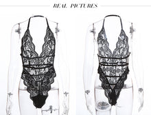 Load image into Gallery viewer, Shoulder Strap Hollow Out Lace Bodysuit
