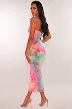 Load image into Gallery viewer, Rainbow Tie Dye Off Shoulder Backless Waist Band Cut Out Bodycon Dress

