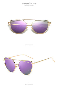 Cat Eye Vintage Rose Gold Mirror Reflective Flat Lens Sunglasses **UV400 Protection (Multi-Color Style)