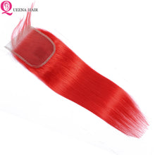 Load image into Gallery viewer, Brazilian Remy Straight Pre Plucked Human Hair Weave Red Bundles With Closure
