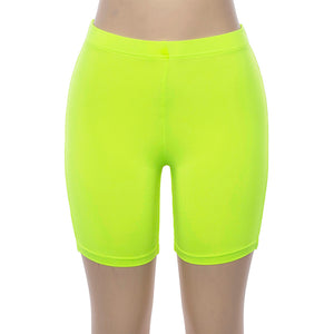 Solid High Waist Exercise Shorts