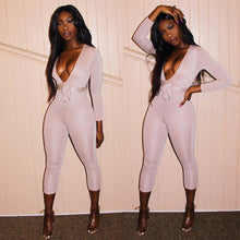 Load image into Gallery viewer, Deep V Neck Solid Bodycon Jumpsuit
