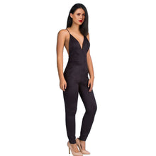 Load image into Gallery viewer, Sleeveless Suede Bodycon Deep V Neck Jumpsuits
