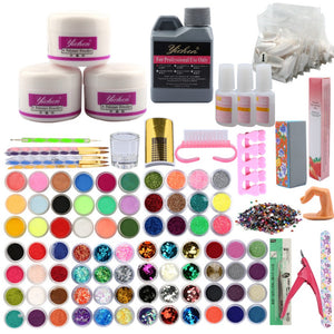 78Pcs Acrylic Powder Acrylic Nail Kit Crystal Nail Polymer Acrylic Powder Set 120ml Liquid Manicure Art Brush Nail Extension Kit