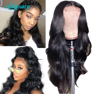 Brazilian Body Wave Wigs 4x4 Lace Closure Pre Plucked with Baby Hair 180 Density