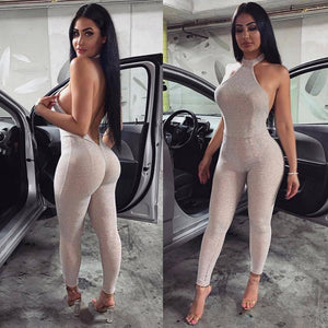 Off The Shoulder Backless Bodycon Jumpsuit