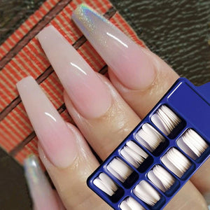 100pcs Fake Nails Long Acrylic Artificial False Nail Art Tips Fake Nail Patch Light Therapy Nail Art Tool Nail Finished Nails