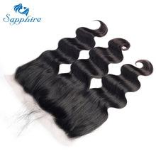 Load image into Gallery viewer, Brazilian Remy Hair Weave Body Wave 3 Bundles With 30 inch Human Hair With Frontal Closure
