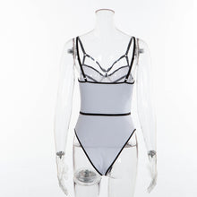 Load image into Gallery viewer, Black &amp; White Strappy Bralette Bodycon Bodysuit
