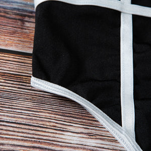 Black & White Strappy Bralette Bodycon Bodysuit