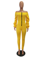 Load image into Gallery viewer, Cool Shoulder Long Sleeve Zipper Jumpsuit
