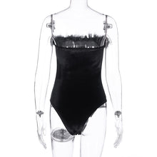 Load image into Gallery viewer, Velvet Fur Patchwork Tube Bodycon Bodysuit
