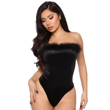 Load image into Gallery viewer, Velvet Fur Patchwork Tube Bodycon Bodysuit
