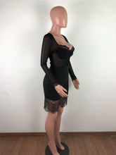 Load image into Gallery viewer, Long Sleeve Deep V Neck Corset Cartilage Lace Romper
