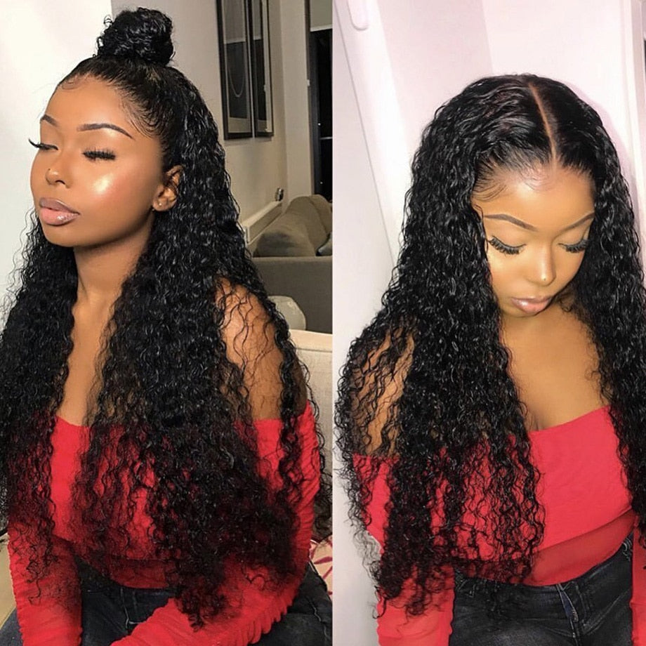 Lace Front Deep Wave Curly HD Brazilian Human Hair 30 Inch Wig