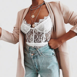Floral Embroidery Lace Bodysuit