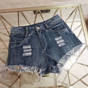 Ripped Cotton Mini Shorts