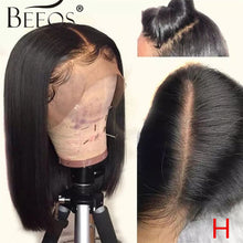 Load image into Gallery viewer, Brazilian Remy Straight Bob High Ratio 13X4 Lace Front Human Hair Wig 130% Density Bleached Knots  8&quot;-16&quot;
