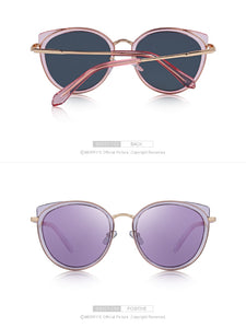 Polarized Metal Temple Cat Eye Sunglasses **UV400 Protection