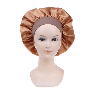 Solid Color 58 cm Long Hair Care Satin Bonnet