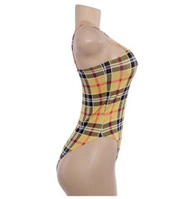 Load image into Gallery viewer, Plaid Sling Sleeveless Bodycon Bodysuit
