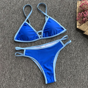 Solid Two-Piece Bikini Set