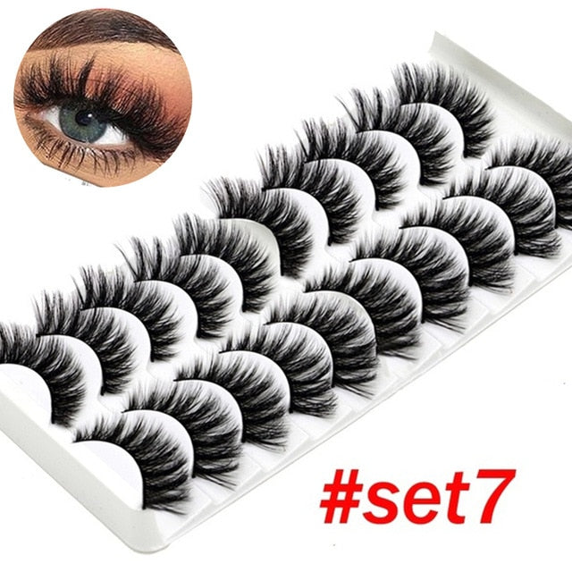 10 Pairs/set Black Mink False Eyelashes For Woman Long Fake Lashes 3D Extension Eyelash Mink Eyelashes for Makeup Beauty