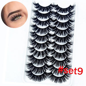 10 Pairs/set Black Mink False Eyelashes For Woman Long Fake Lashes 3D Extension Eyelash Mink Eyelashes for Makeup Beauty