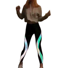 Load image into Gallery viewer, Rainbow Reflective Glow in the Dark Leggings
