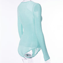 Load image into Gallery viewer, Reflective Cross Long Sleeve V-Neck Solid Bodysuit
